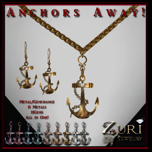 Anchors Away Elite (Metal & Gemchange) Necklace & Earrings