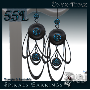 Sprials Earrings-Onyx Topaz