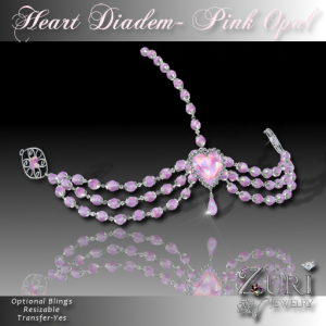 55L Diadem Head Piece- Pink Opal-Zuri Jewelry