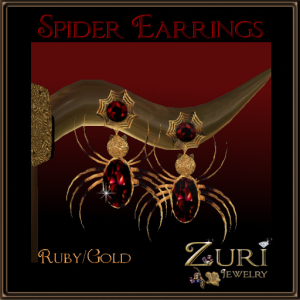 Spider Earrings-Ruby-Gold 55L Zuri Jewelry